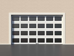 White modern garage door with windows