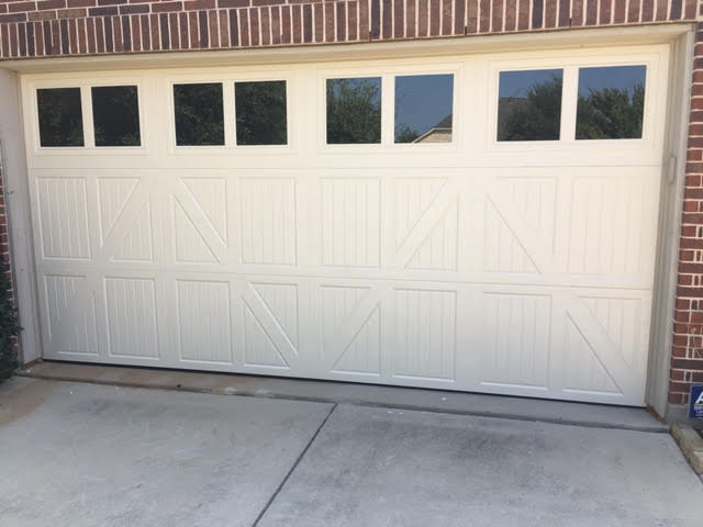 wood garage door, white